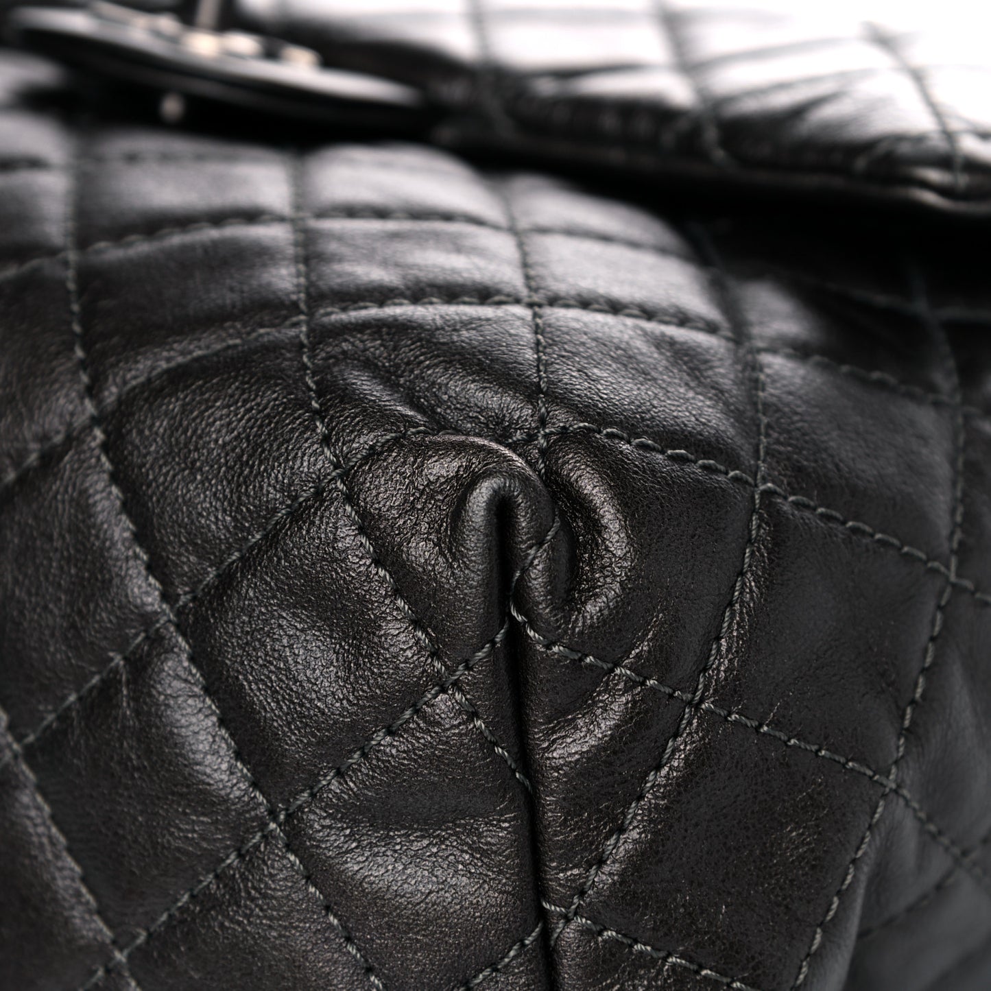 Metallic Lambskin Quilted Drawstring Backpack Dark Grey