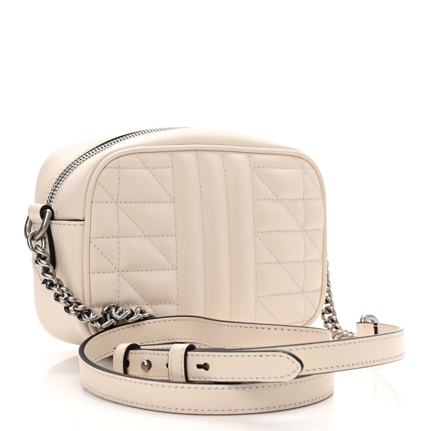 Gucci Calfskin Matelasse Aria Mini GG Marmont Chain Shoulder Bag Mystic White 3 of 10