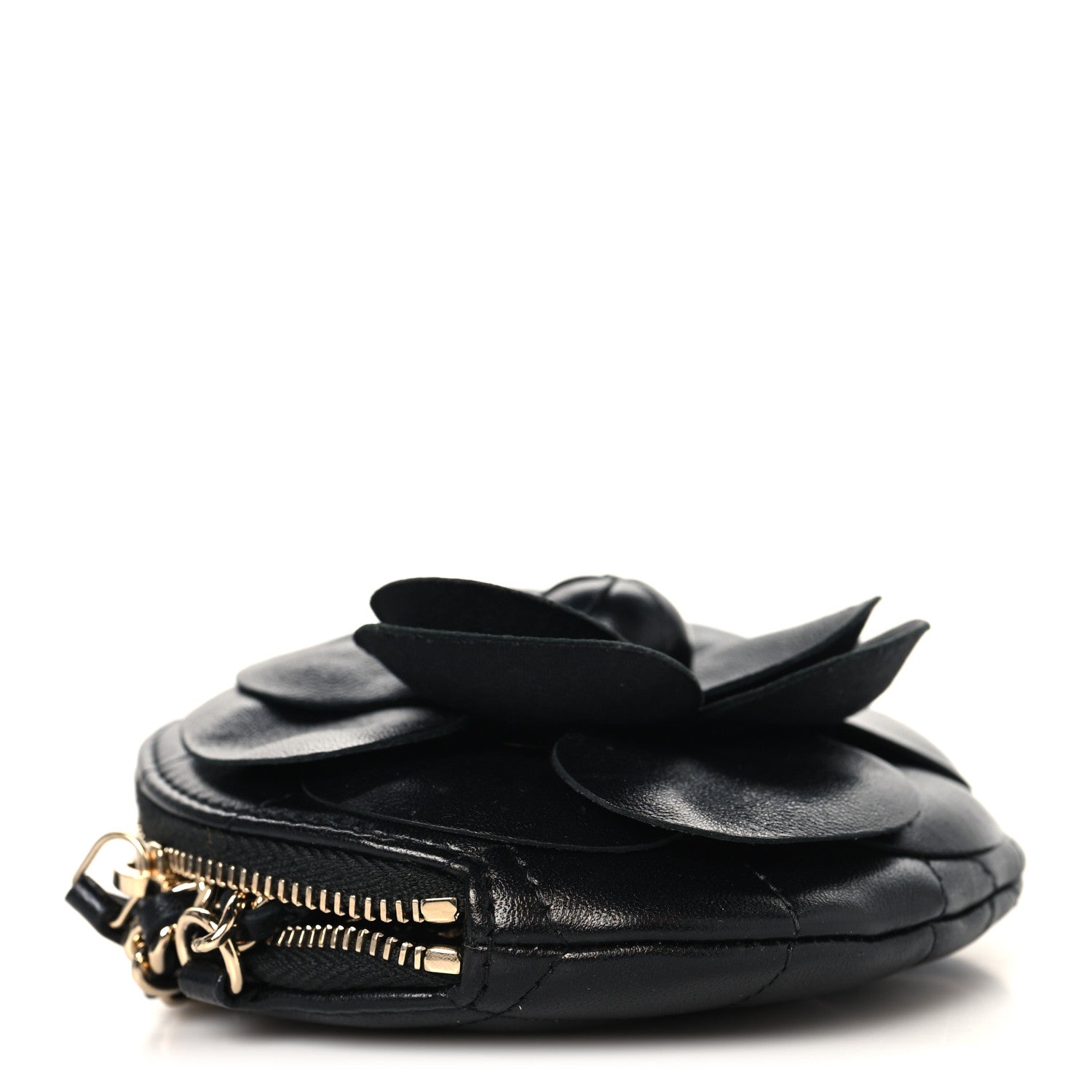 Chanel Lambskin Mini Camellia Bouquet Clutch With Chain Black 3 of 9