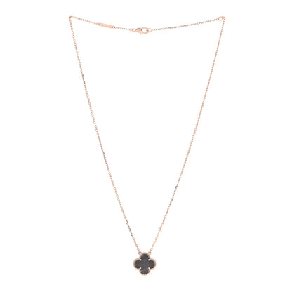 Van Cleef & Arpels 18K Rose Gold Gray Mother of Pearl Vintage Alhambra Pendant Necklace 3 of 9