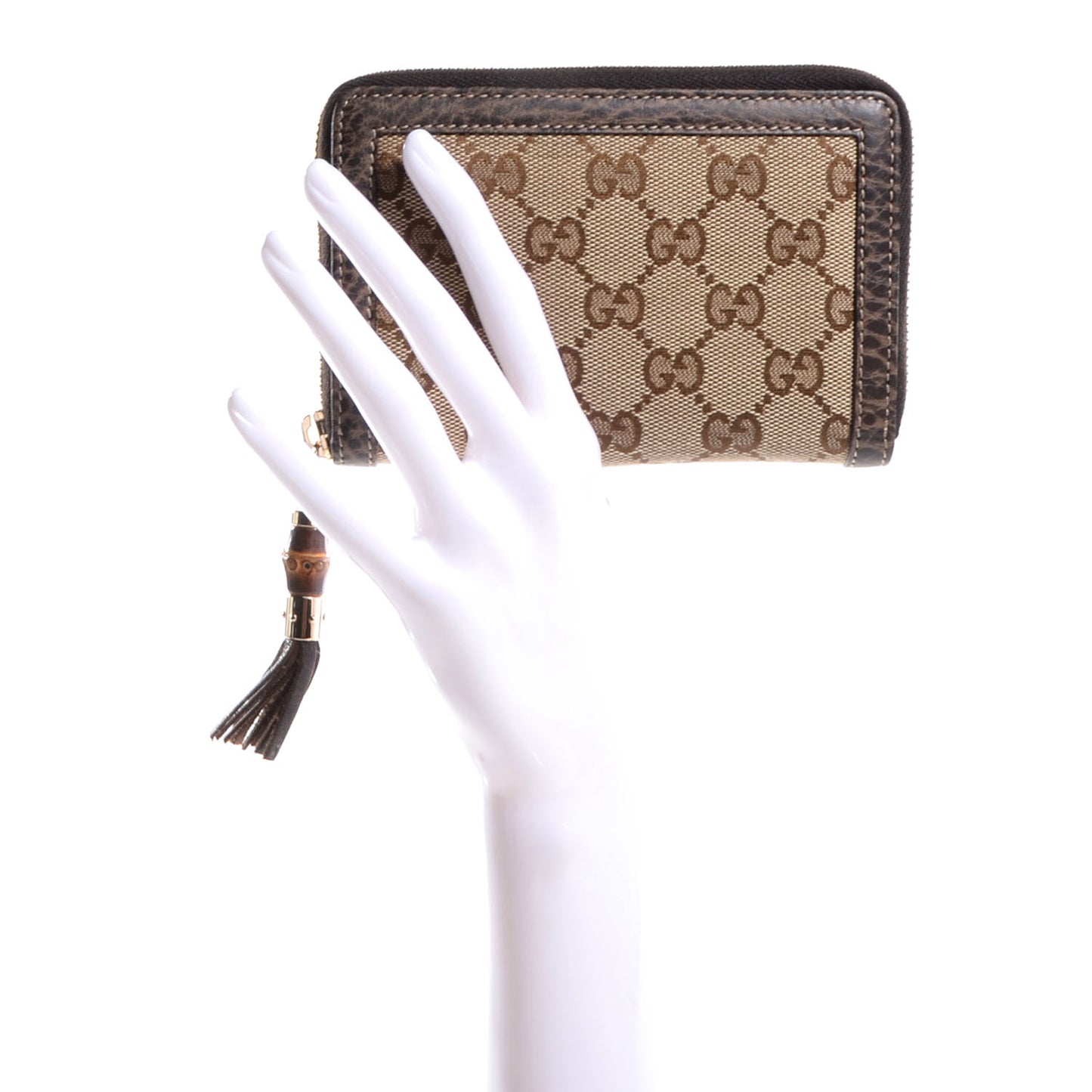 Monogram Bamboo Zip Around Compact Wallet Brown