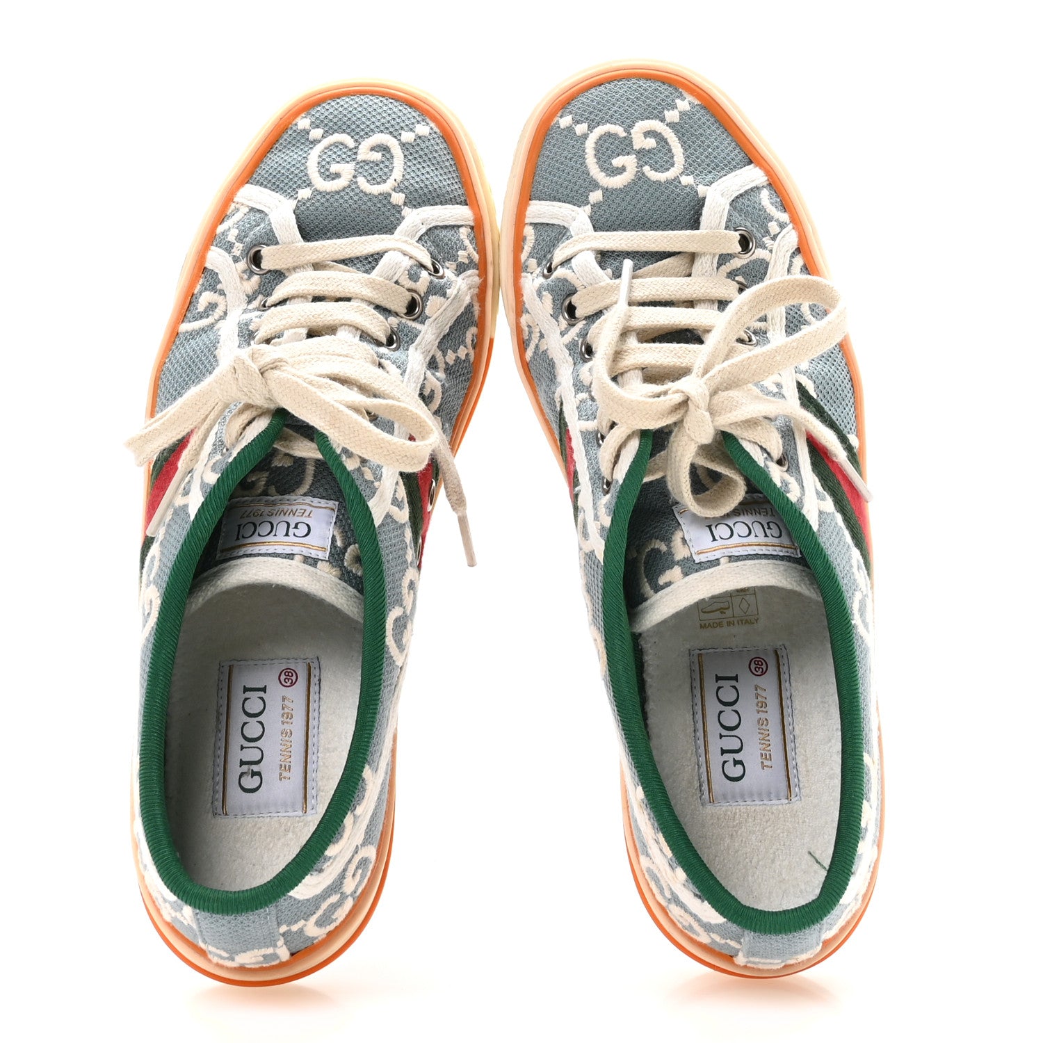 Gucci Cotton GG Monogram Web Womens 1977 Tennis Sneakers 38 Philod Ivory Mystic White 2 of 8