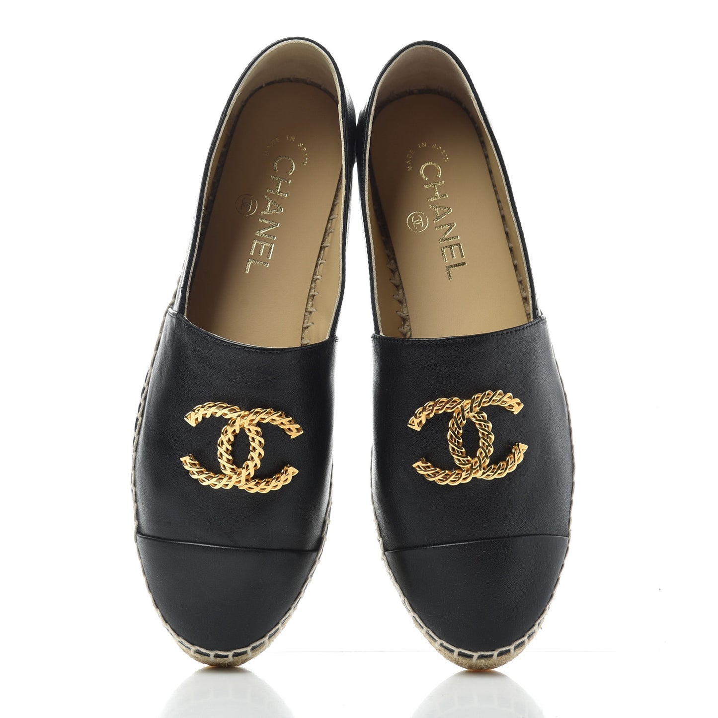 Calfskin Chain CC Espadrilles 39 Black