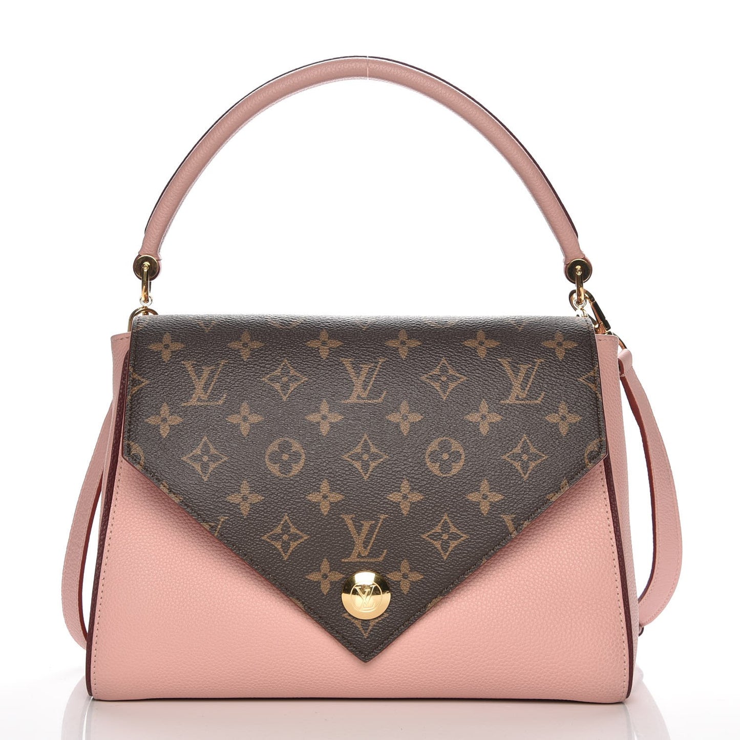 Grained Calfskin Monogram Double V Rose Poudre