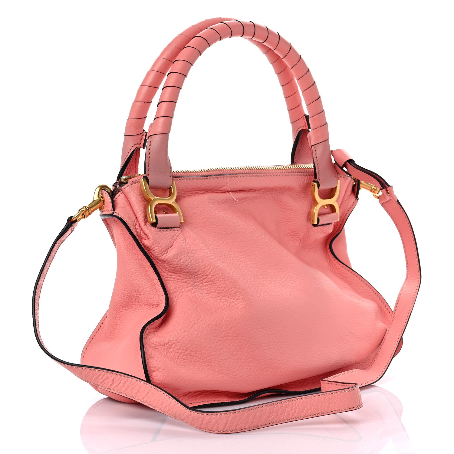 Chloe Calfskin Small Marcie Satchel Coral Pop 3 of 10