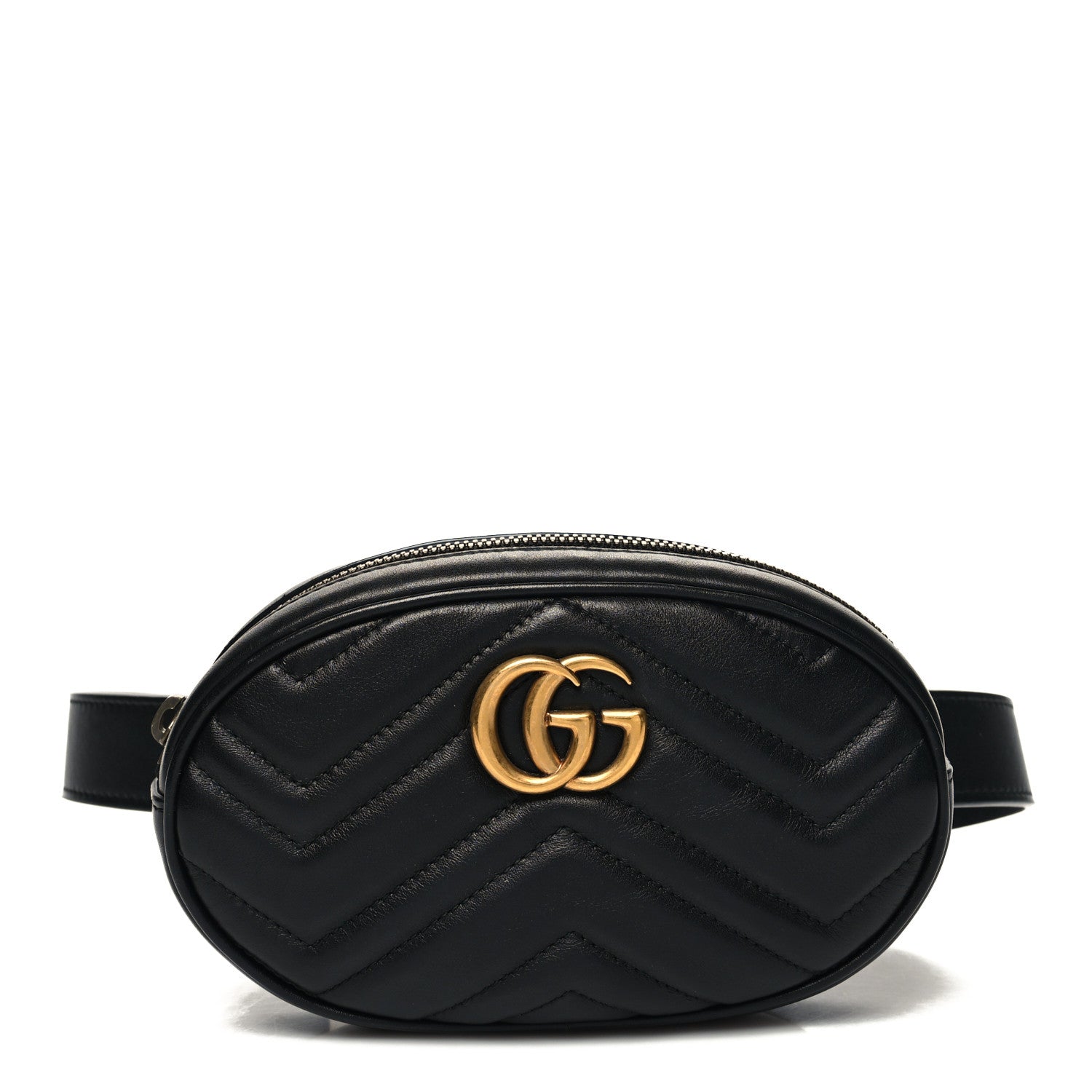 Gucci Calfskin Matelasse GG Marmont Belt Bag 85 34 Black 1 of 14