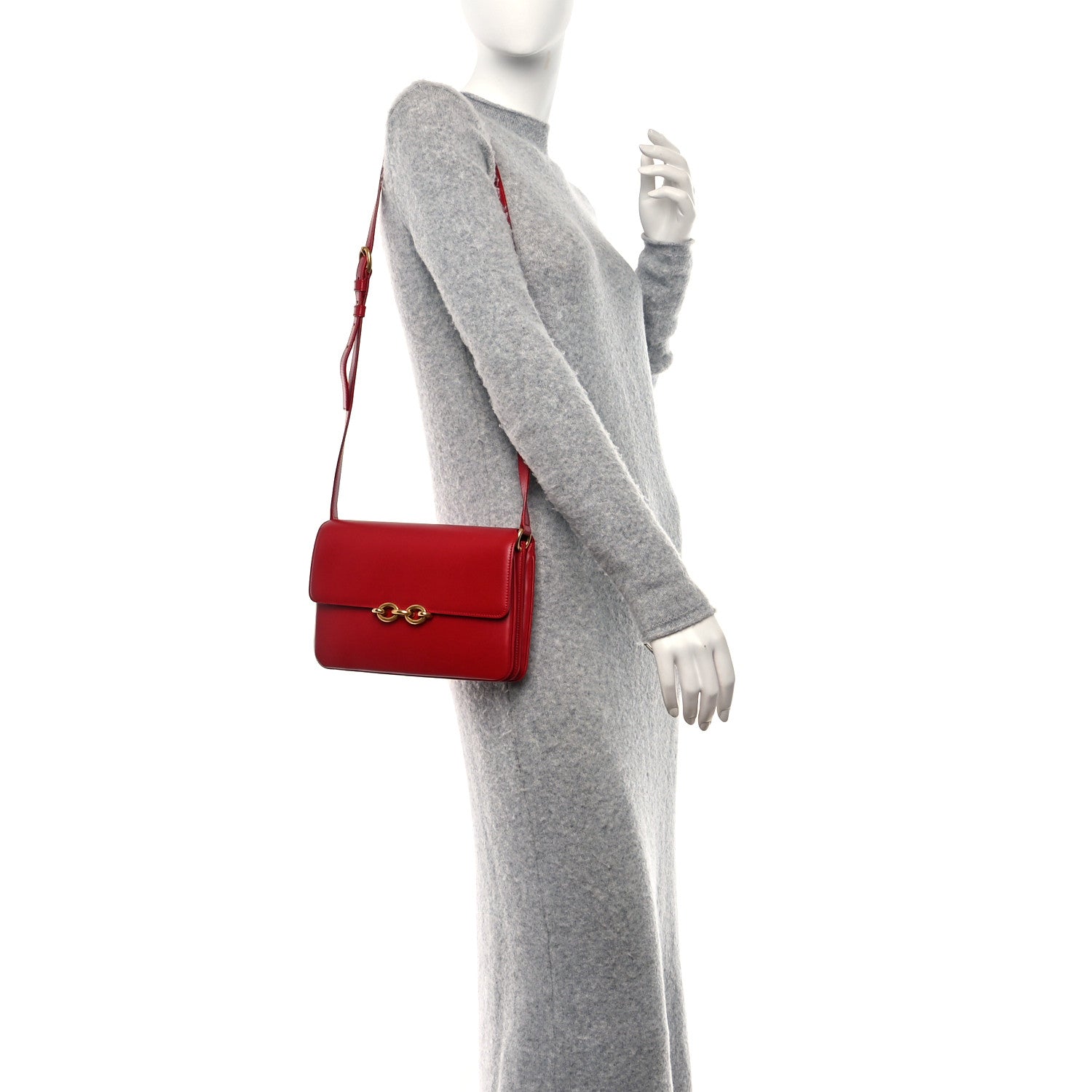 Saint Laurent Smooth Calfskin Le Maillon Satchel Rouge Eros 2 of 12