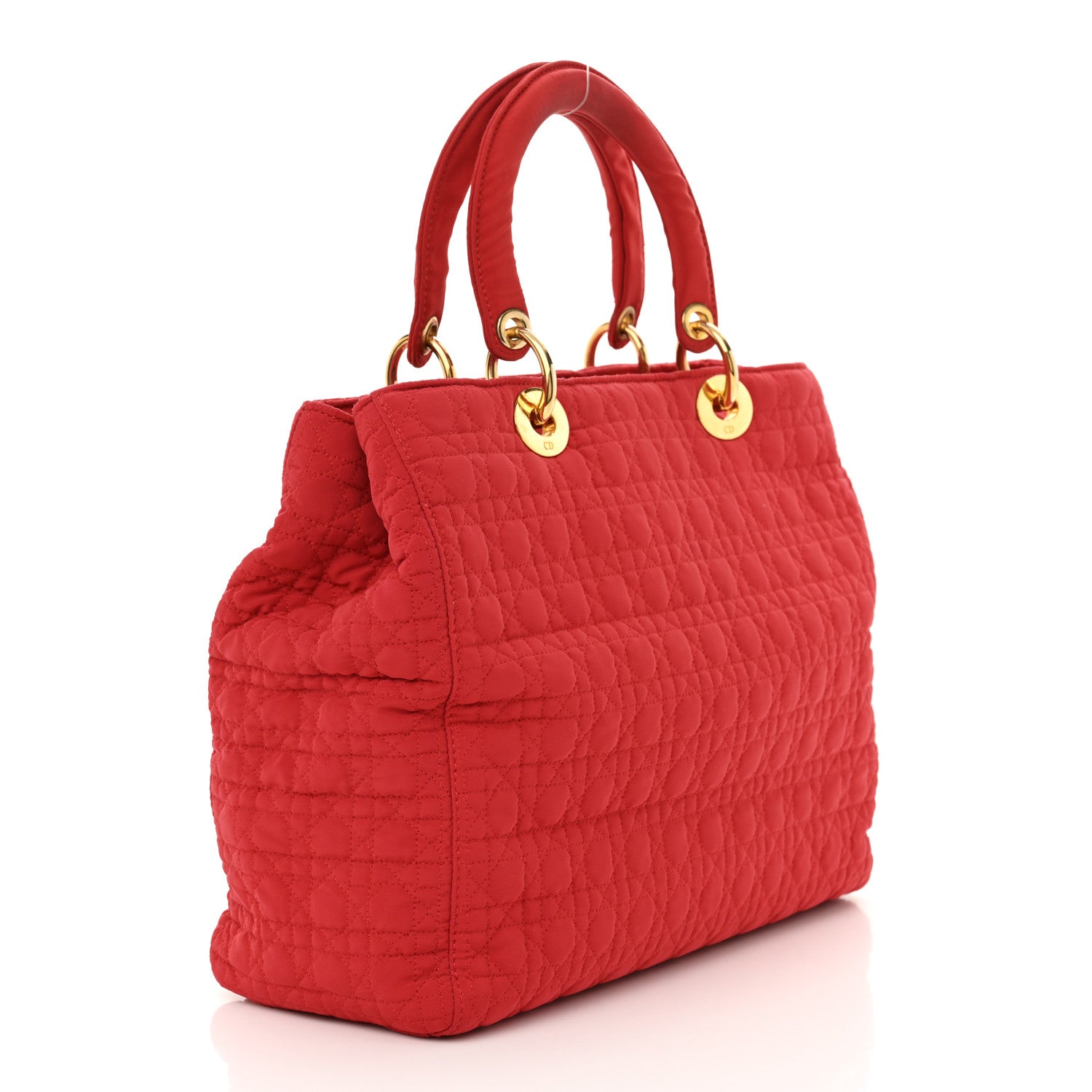 Christian Dior Nylon Cannage Large Lady Dior Red 3 of 12