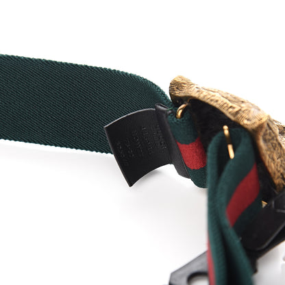 Gucci Web Feline Buckle Belt 75 30 Green Red 4 of 4