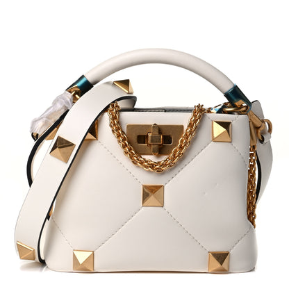Valentino Garavani Nappa Mini Roman Stud The Handle Bag Ivory 1 of 6