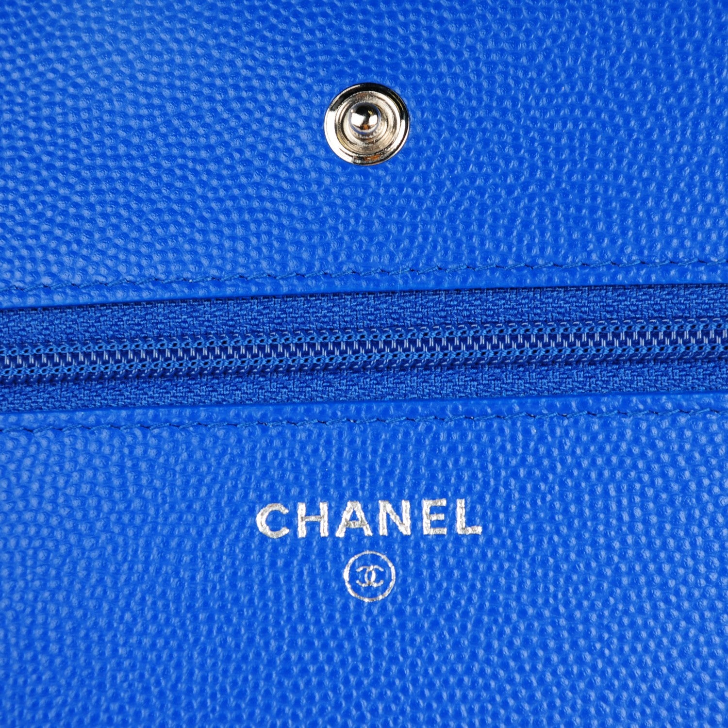 Chanel Caviar Chevron Quilted Wallet On Chain WOC Blue 5 of 8