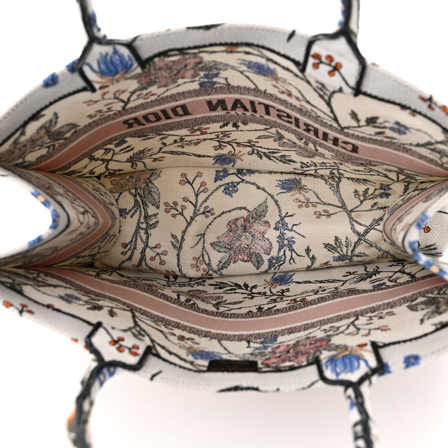 Canvas Embroidered Large Rosa Mutabilis Book Tote White Multicolor