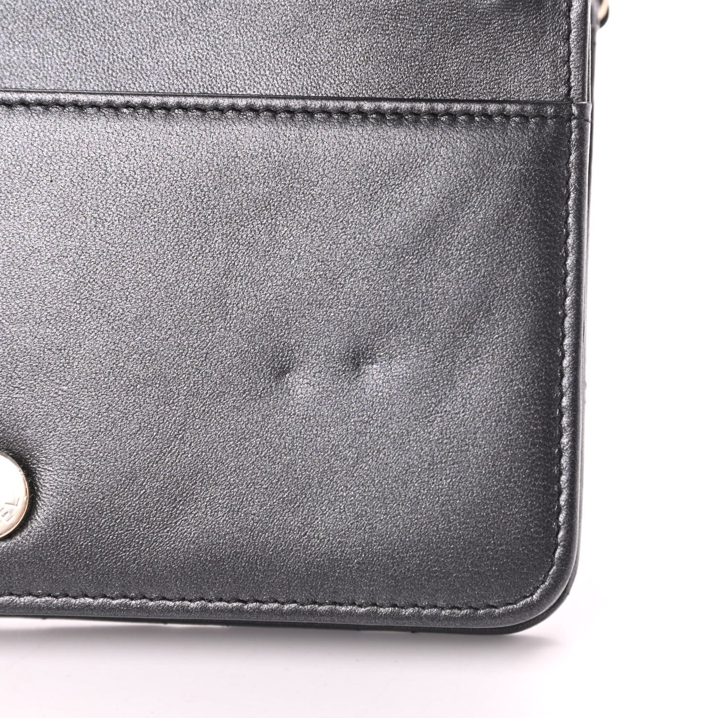 Iridescent Lambskin Quilted Pearl Wallet On Chain WOC Black