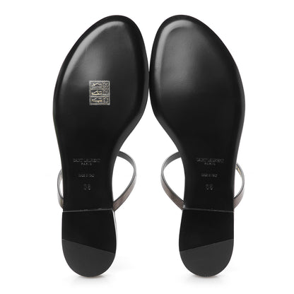 Saint Laurent Calfskin Cassandra Monogram Sandals 38 Metal Walnut 6 of 10