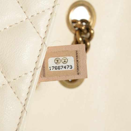 Calfskin CC Crown Medium Flap Dark White