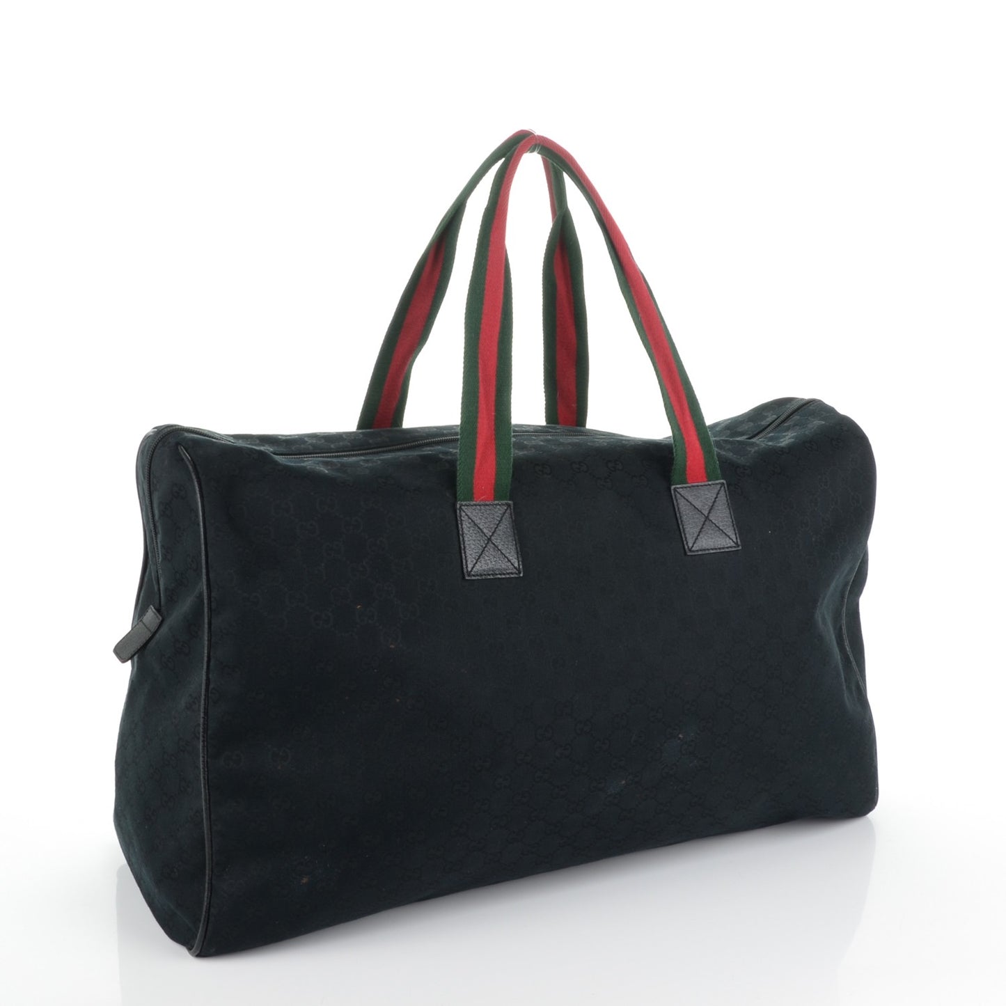 GG Monogram Web Large Collapsible Carry On Duffle Bag Black