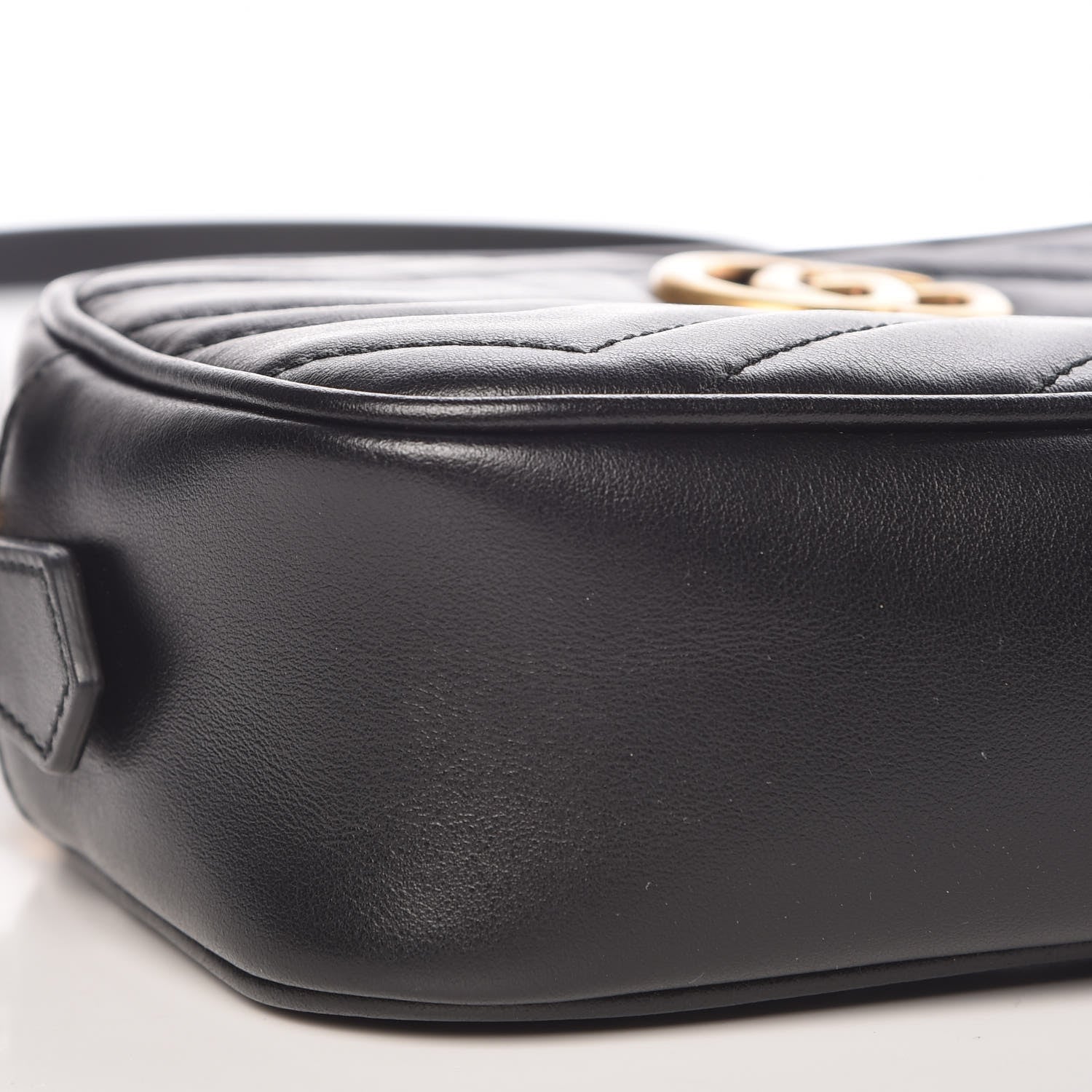 Gucci Calfskin Matelasse Mini GG Marmont Chain Shoulder Bag Black 6 of 10
