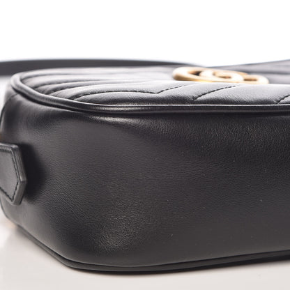 Gucci Calfskin Matelasse Mini GG Marmont Chain Shoulder Bag Black 6 of 10