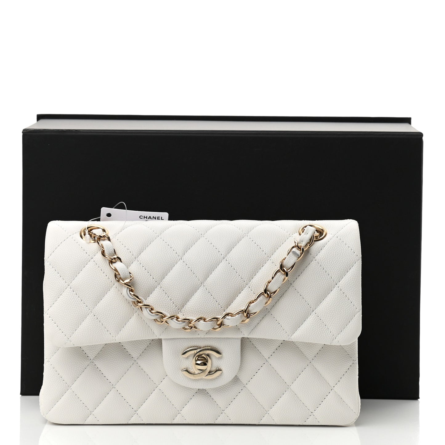 Caviar Quilted Small Double Flap White