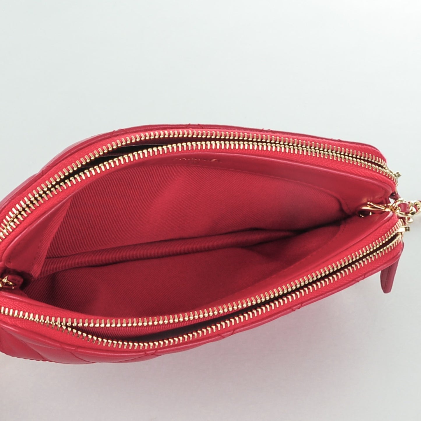 Lambskin Quilted Small Clutch With Chain Dark Pink