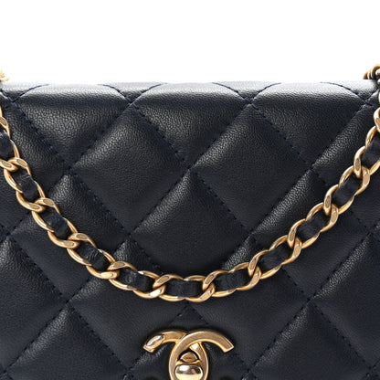 Chanel Lambskin Quilted Pearl Crush Wallet on Chain WOC Navy 9 of 11