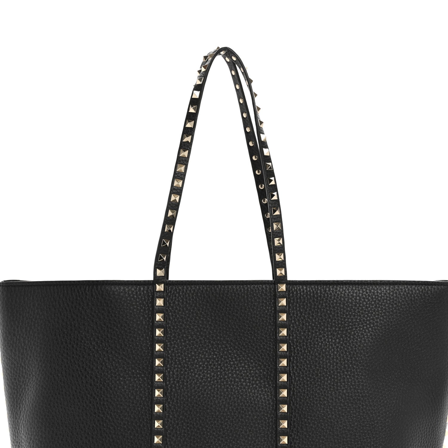 Valentino Garavani Grained Calfskin Rockstud Shopping Bag Black 7 of 10