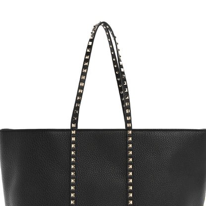 Valentino Garavani Grained Calfskin Rockstud Shopping Bag Black 7 of 10