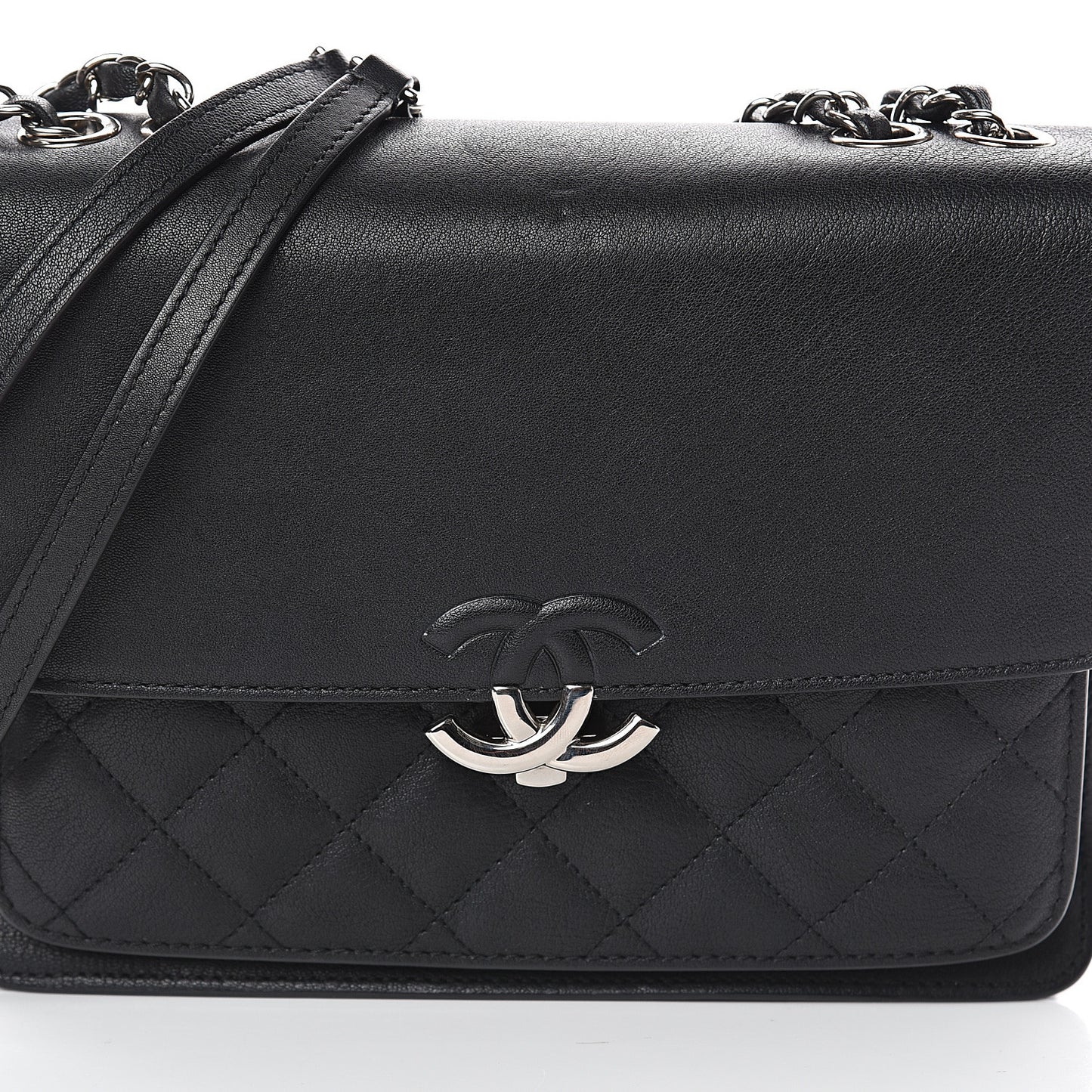 Calfskin Quilted CC Box Flap Black