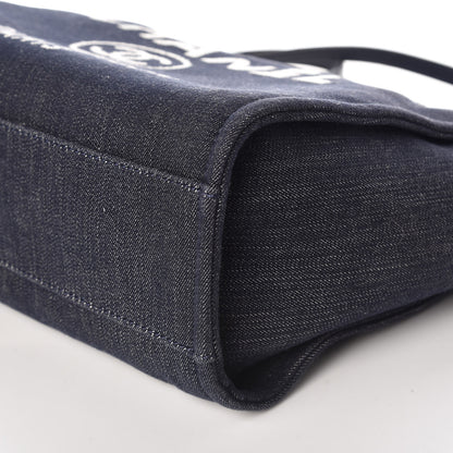 Chanel Denim Small Deauville Tote Dark Blue 6 of 9