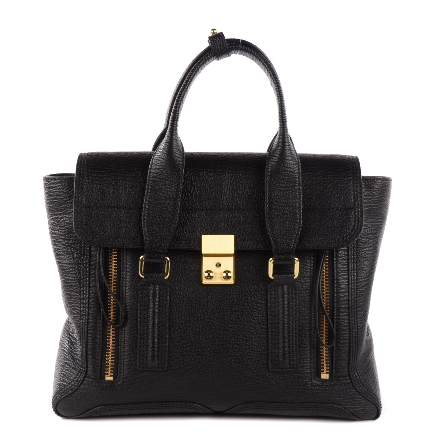 3.1 Textured Calfskin Medium Pashli Satchel Black