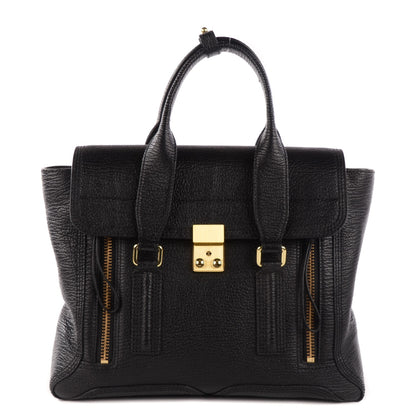 3.1 Phillip Lim 3.1 Textured Calfskin Medium Pashli Satchel Black 1 of 10