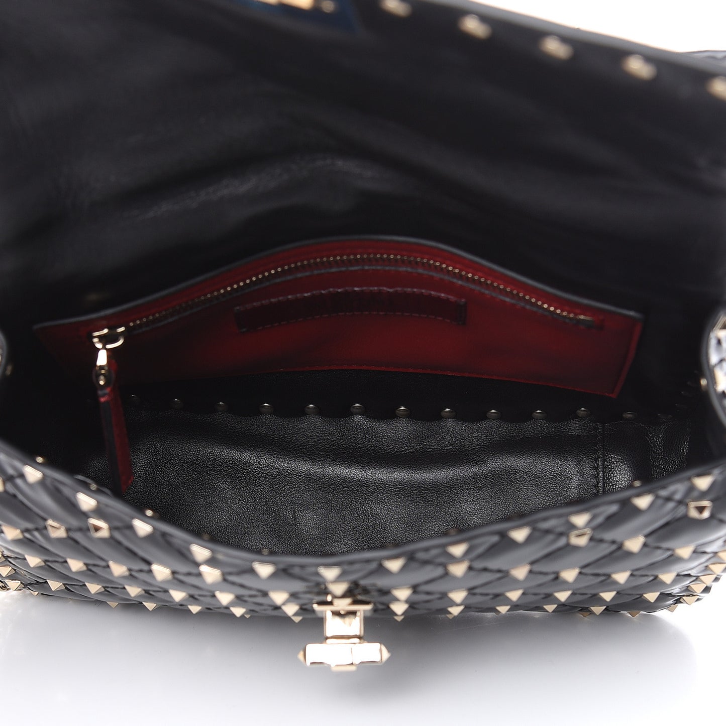 Patent Medium Rockstud Spike Shoulder Bag Black