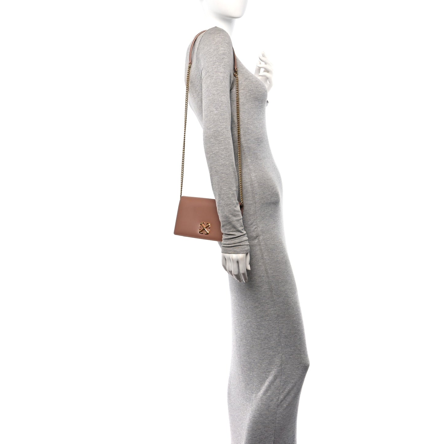 OFF WHITE Calfskin Jitney 0.5 Shoulder Bag Brown