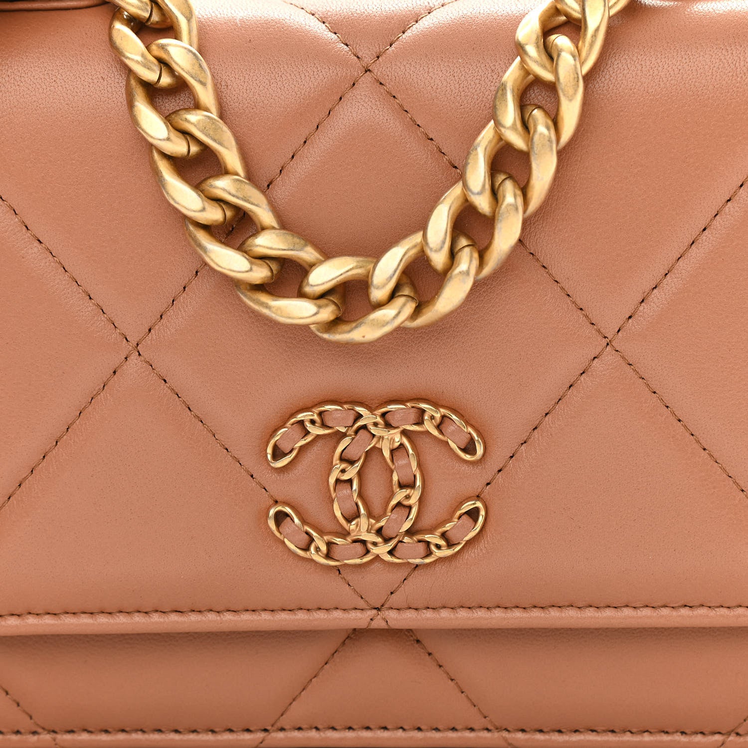 Chanel Lambskin Quilted Chanel 19 Wallet On Chain WOC Brown 9 of 12