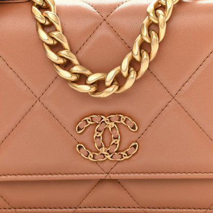 Chanel Lambskin Quilted Chanel 19 Wallet On Chain WOC Brown 9 of 12