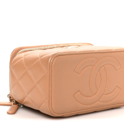 Chanel Lambskin Quilted Small Top Handle Vanity Case With Chain Beige 10 of 11