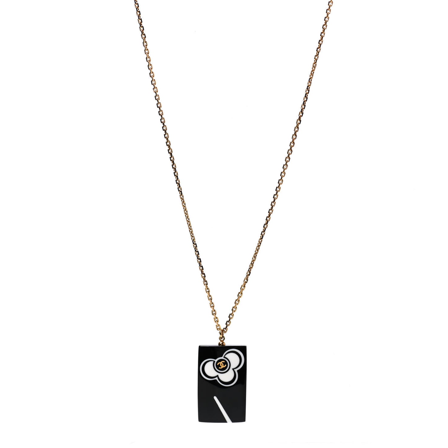 Resin Camellia CC Necklace Black Gold
