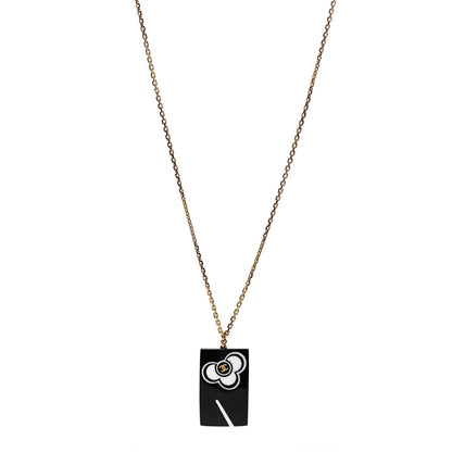 Chanel Resin Camellia CC Necklace Black Gold 1 of 6