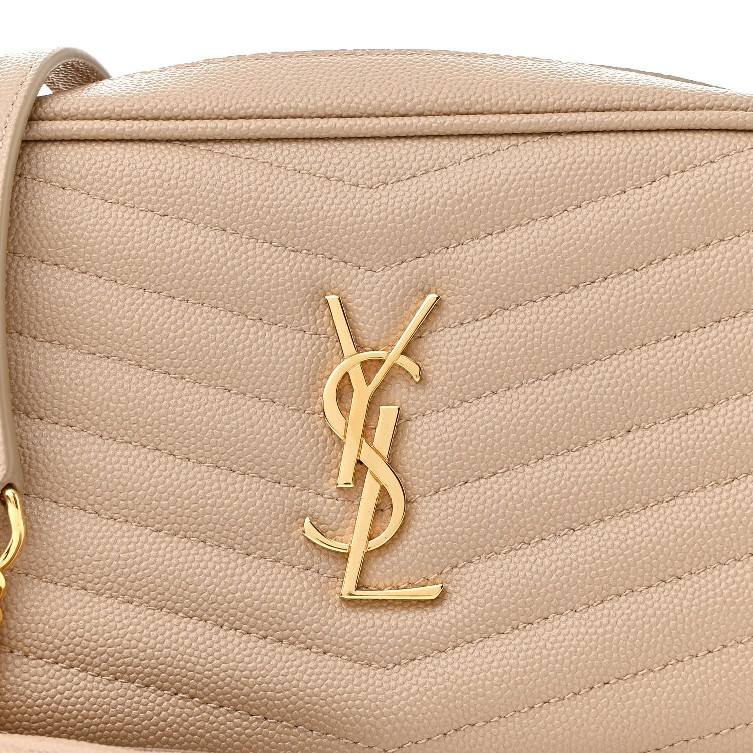 Saint Laurent Grain De Poudre Matelasse Monogram Mini Lou Camera Bag Dark Beige 8 of 13