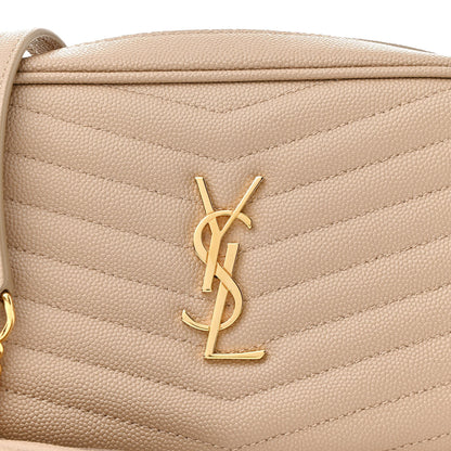 Saint Laurent Grain De Poudre Matelasse Monogram Mini Lou Camera Bag Dark Beige 8 of 13