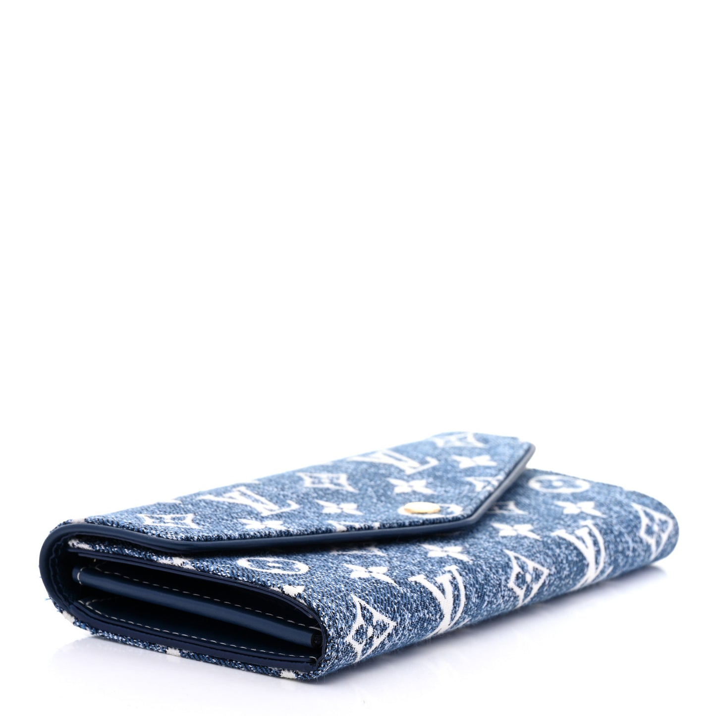 Monogram Jacquard Denim Sarah Wallet Bleu
