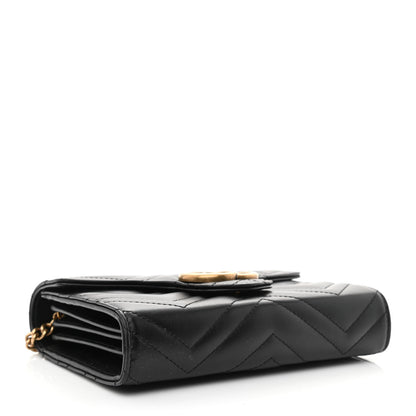 Gucci Calfskin Matelasse GG Marmont Chain Wallet Black 4 of 10