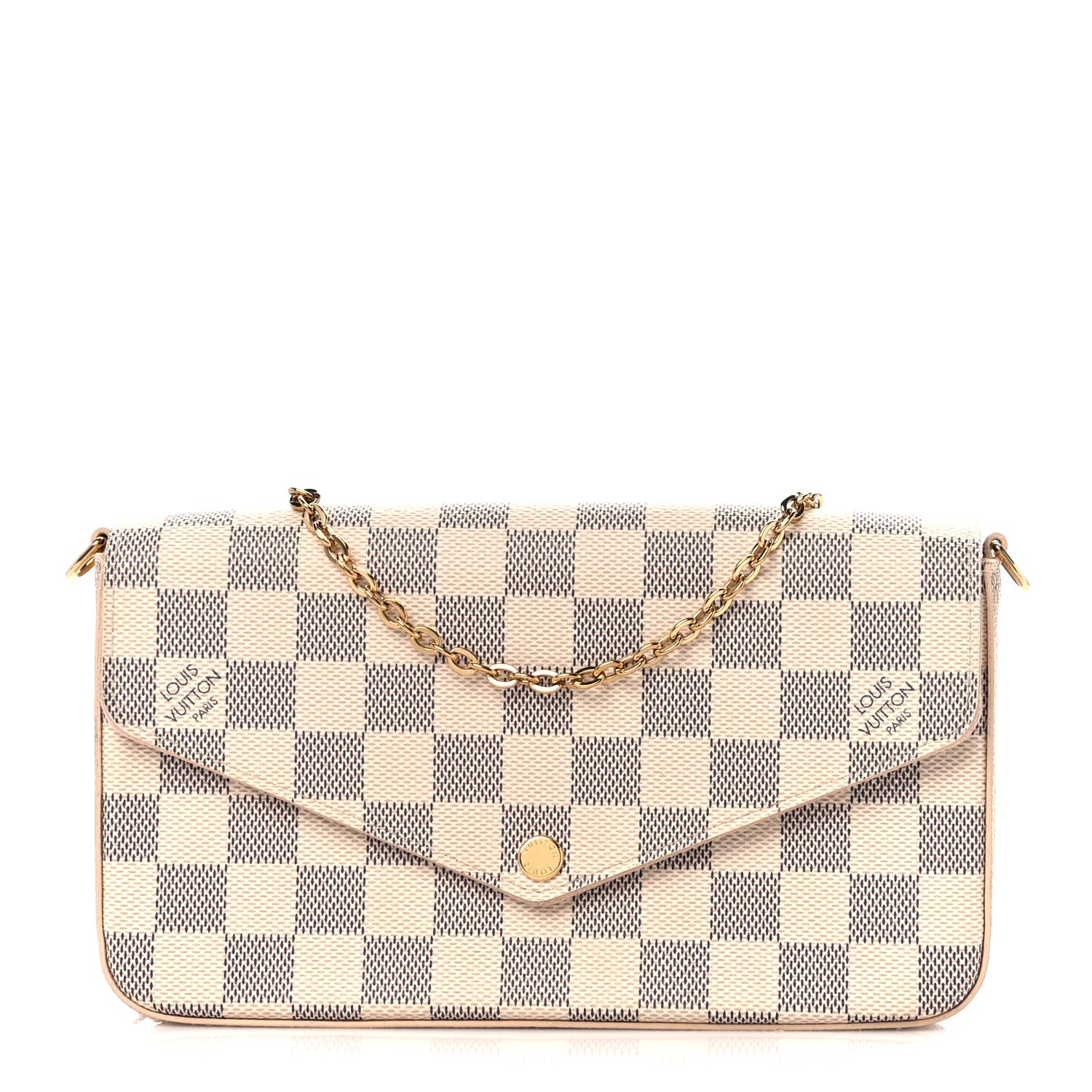 Louis Vuitton Damier Azur Pochette Felicie Chain Wallet Rose Ballerine 3 of 13