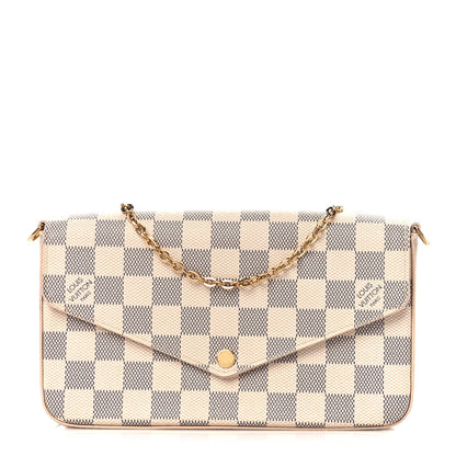 Louis Vuitton Damier Azur Pochette Felicie Chain Wallet Rose Ballerine 3 of 13