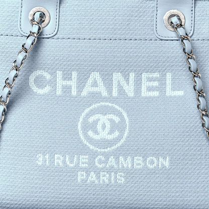 Chanel Mixed Fibers Small Deauville Tote Light Blue 9 of 11