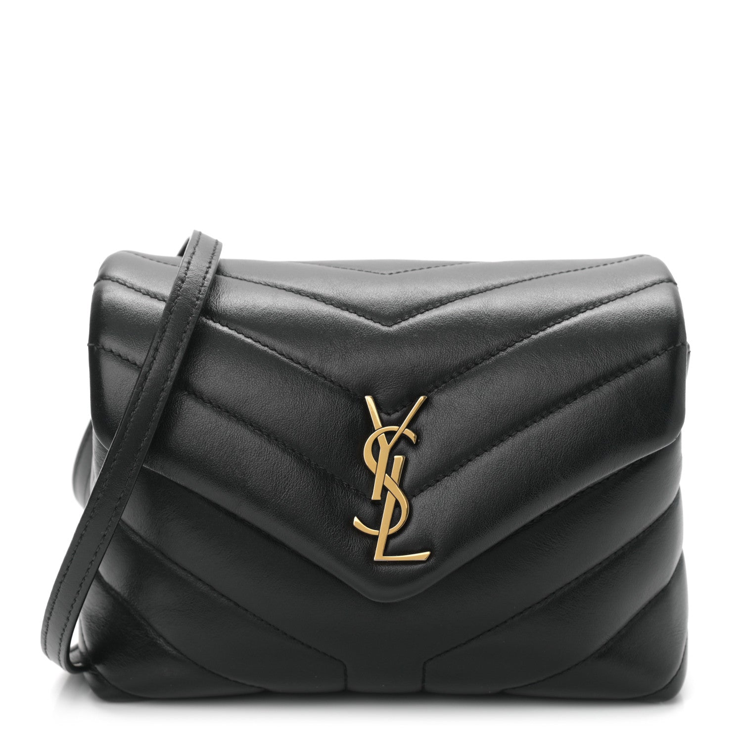 Saint Laurent Calfskin Y Quilted Monogram Toy Loulou Crossbody Bag Black 1 of 10
