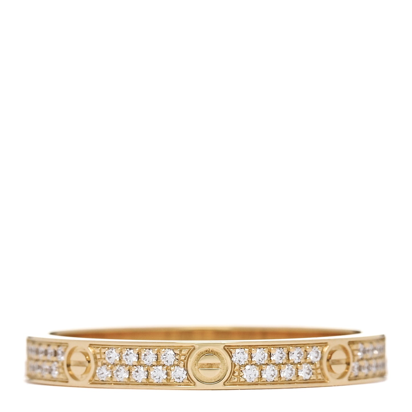 18K Yellow Gold Diamond 2.6mm LOVE Paved Band Ring 55 7.25