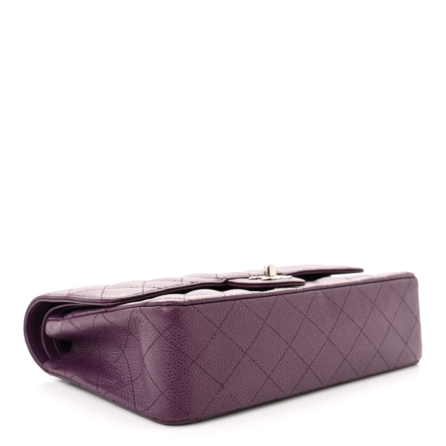 Caviar Quilted Medium Double Flap Purple