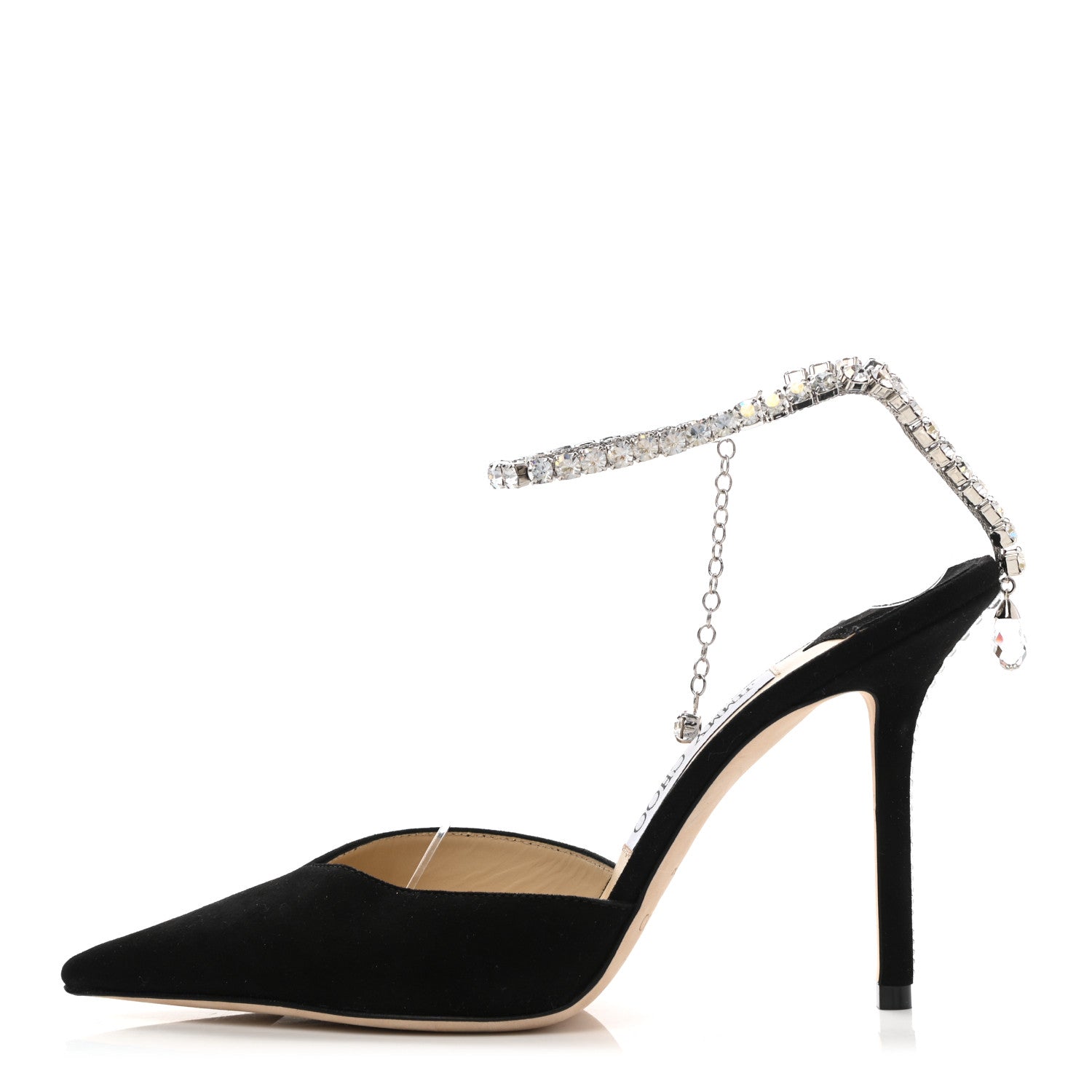 Jimmy Choo Suede Crystal Saeda 100 Pumps 37 Black 1 of 8