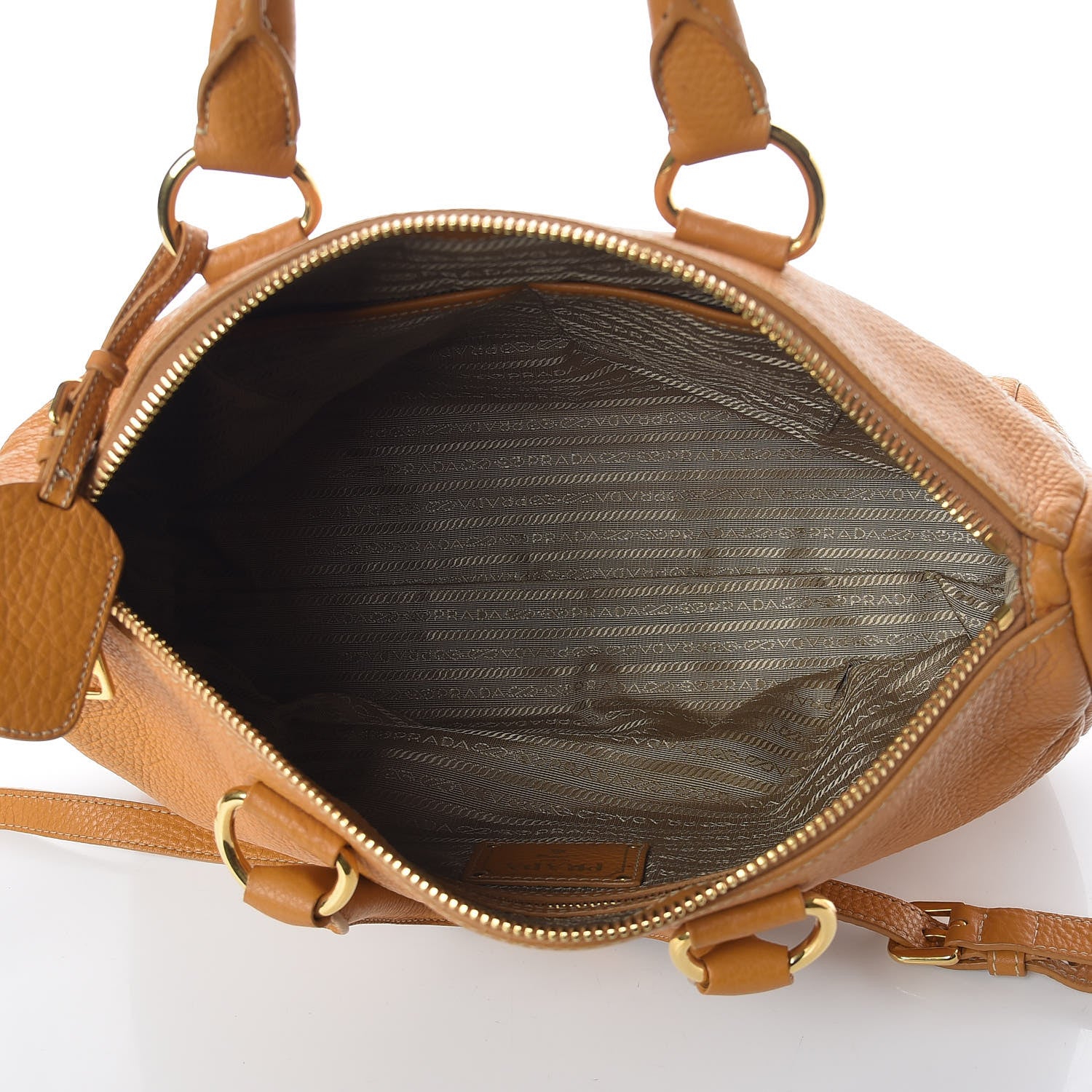 Prada Vitello Daino Top Handle Zip Tote Ocra 5 of 12